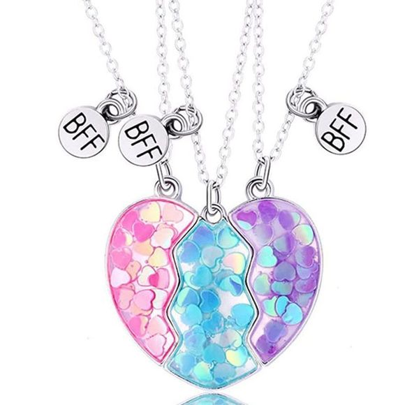 2-3Pcs Cute Half Broken Heart Koala Panda Engraved BFF Pendant Necklace - Picture 3 of 5